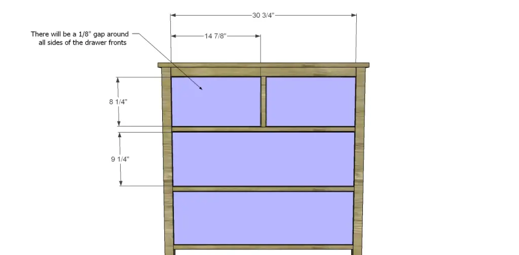 free DIY woodworking plans to build a plain dresser_Drawer Fronts