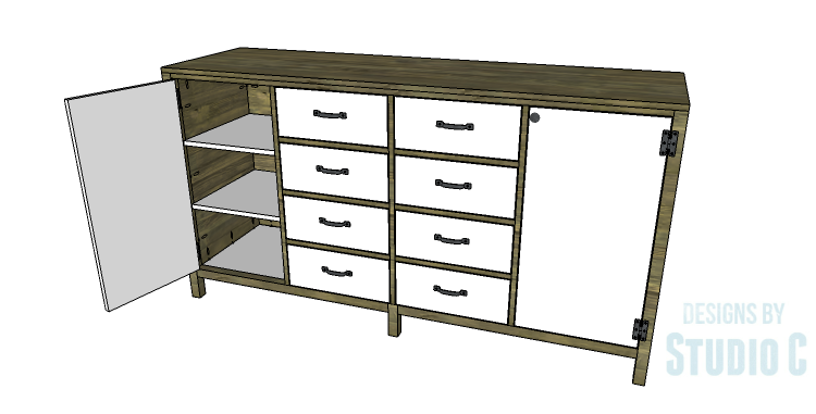 A Modern Dresser Combining Shelving With Drawers