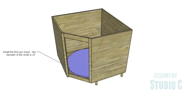 DIY Plans to Build a Diagonal Corner Base Kitchen Cabinet_Lazy Susan 1