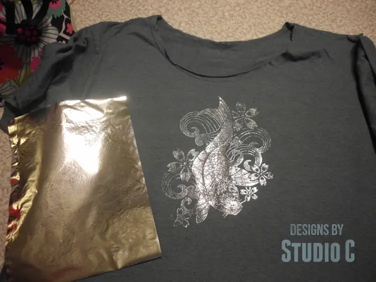 How to Girl Up a Man's T-Shirt applying foil 