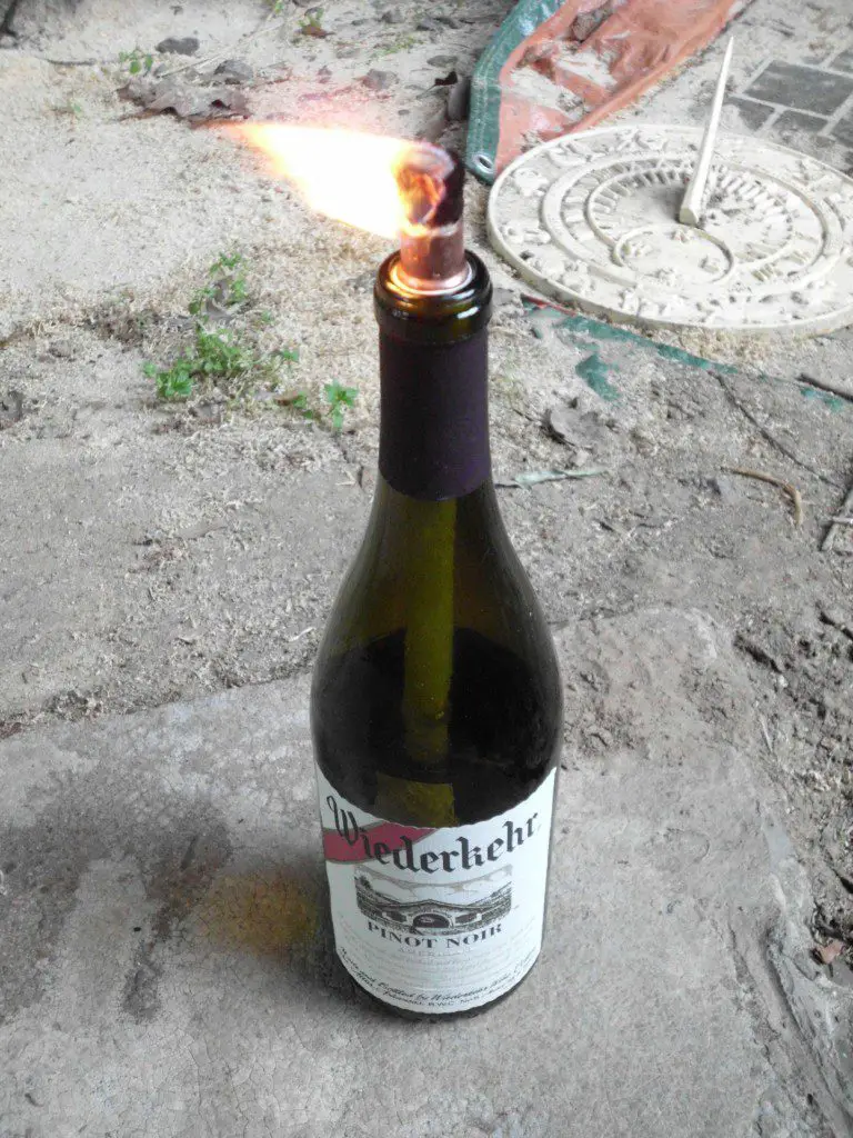 make a wine bottle torch torch with flame