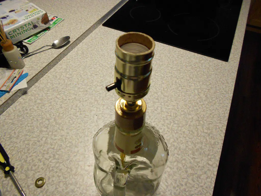 how to make a lamp with a liquor bottle socket