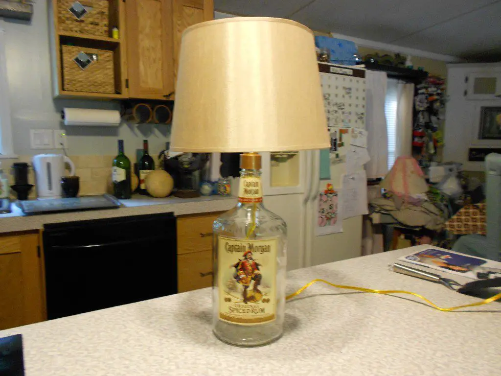 how to make a lamp with a liquor bottle completed lamp with shade