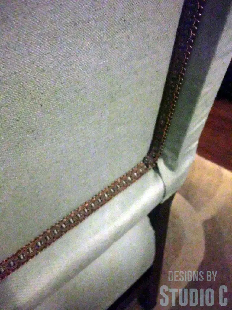 upholstering the RH inspired baroque chair cover staples with trim