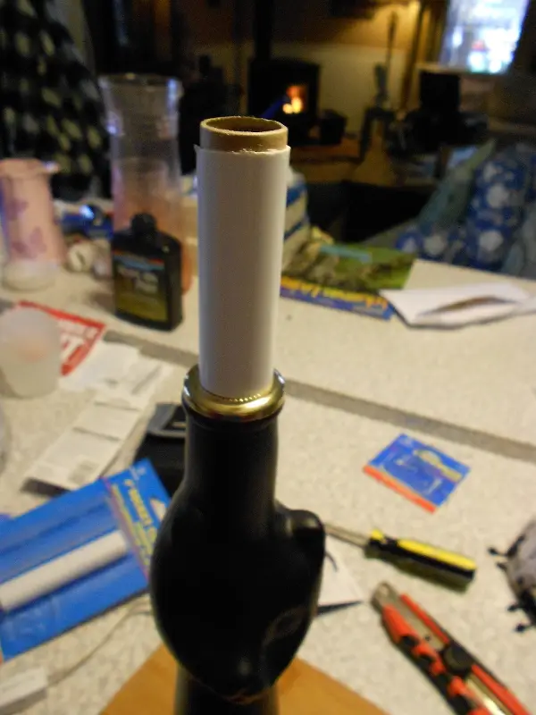 make a lamp from a wine bottle plastic cover cut to size