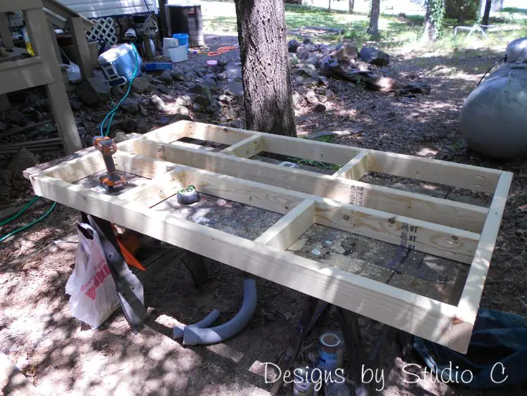 picnic style table with trough building the frame for the top