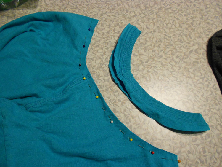 How to Alter a Man's T-shirt Again cut neckband away