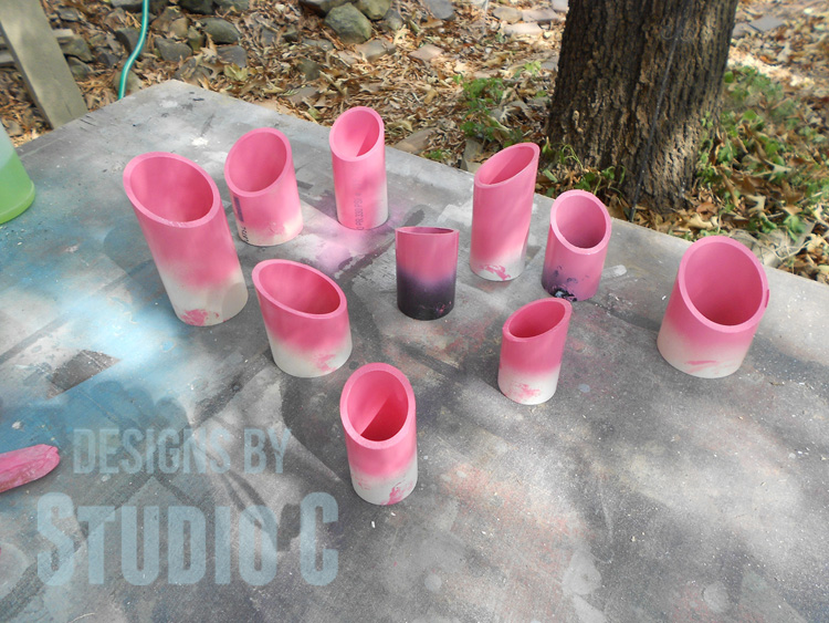 make desk organizing cups with pvc spray painting in a fun pink color