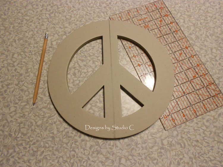 How to Make Peace Bookends draw a line on chipboard peace symbol