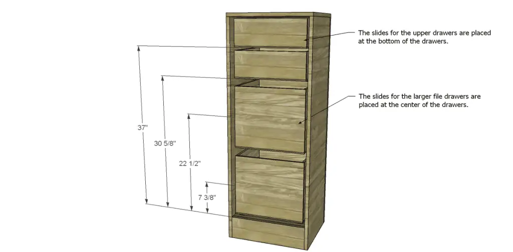 Free Furniture Plans to Build a File Cabinet_Drawer Slide Placement