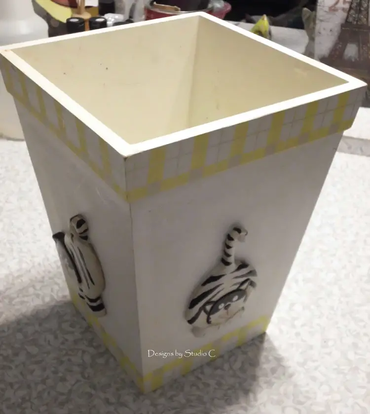 How to Give an Old Wastebasket a Makeover old and unfinished