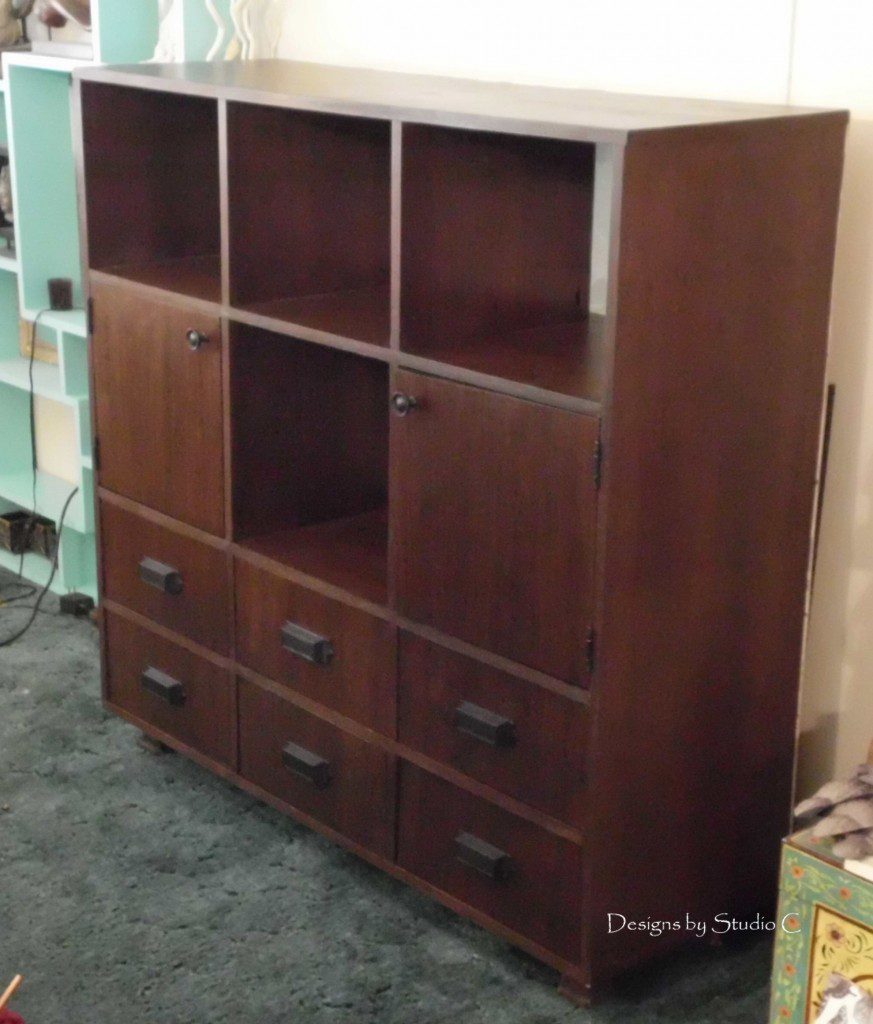 building a cabinet with plywood completed side angle view