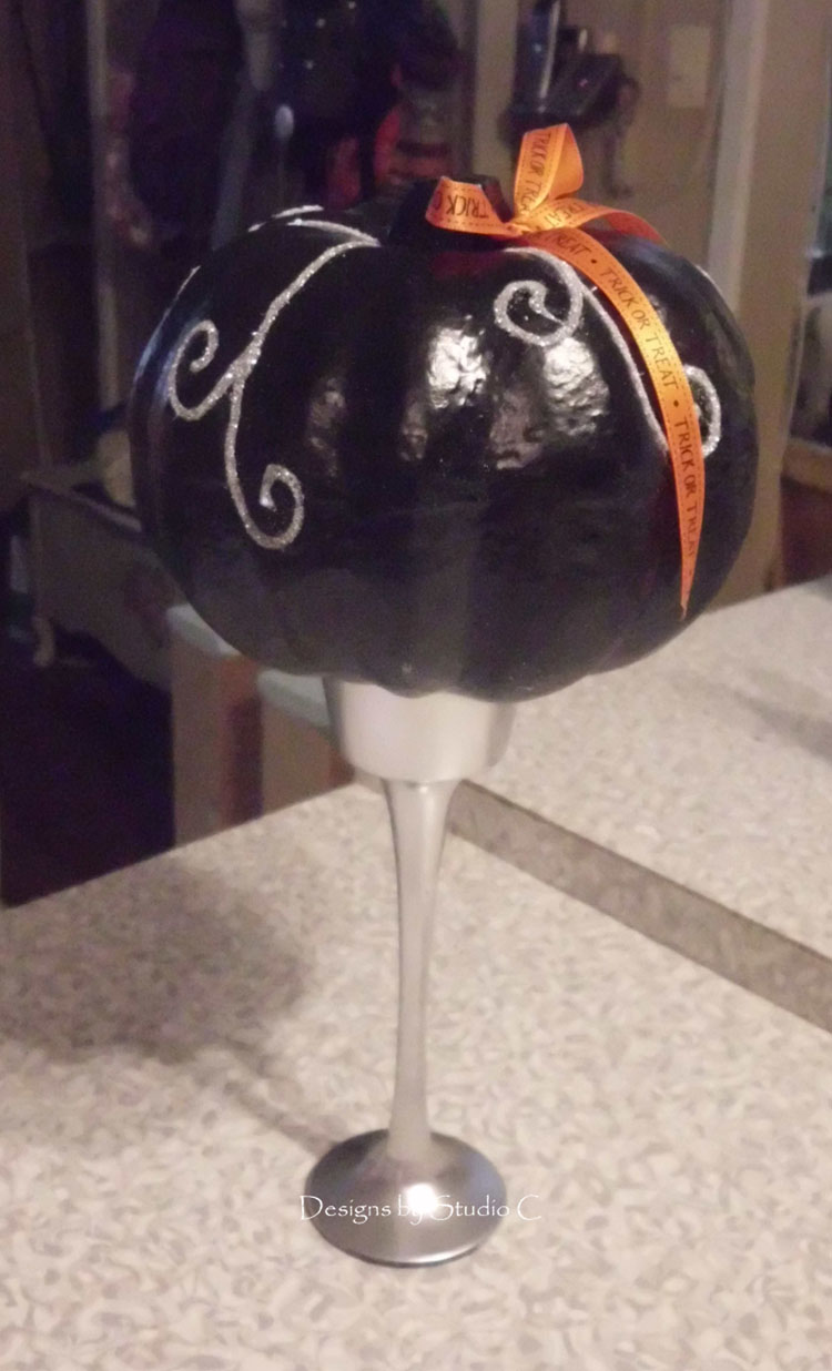 dollar store halloween pumpkin completed