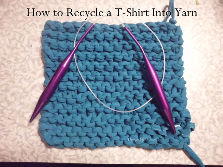 How to Recycle a T-Shirt Into Yarn knitted example piece