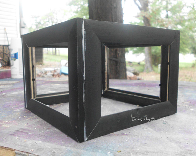 How to Make a Spooky Witch Lantern glue and nail frames to form a box