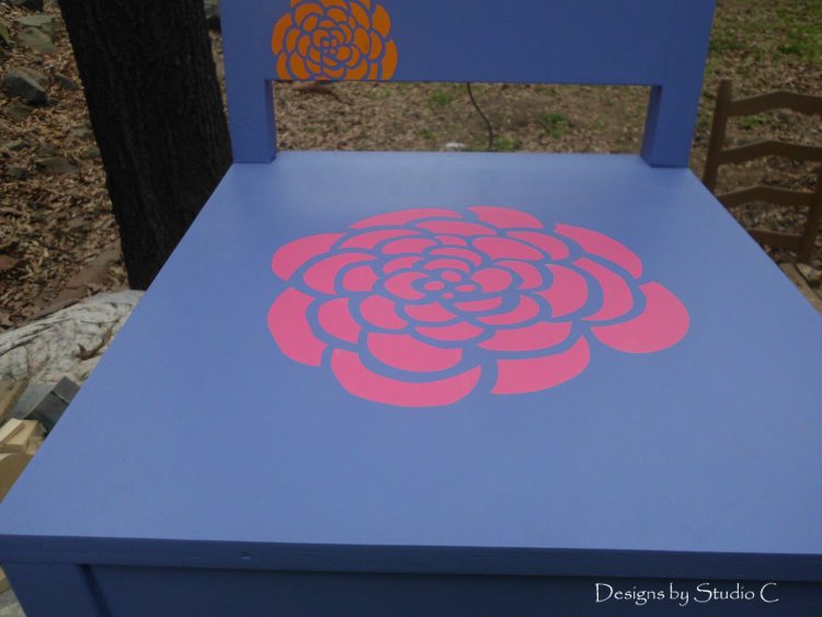 how to reverse stencil a chair using vinyl completed chair seat