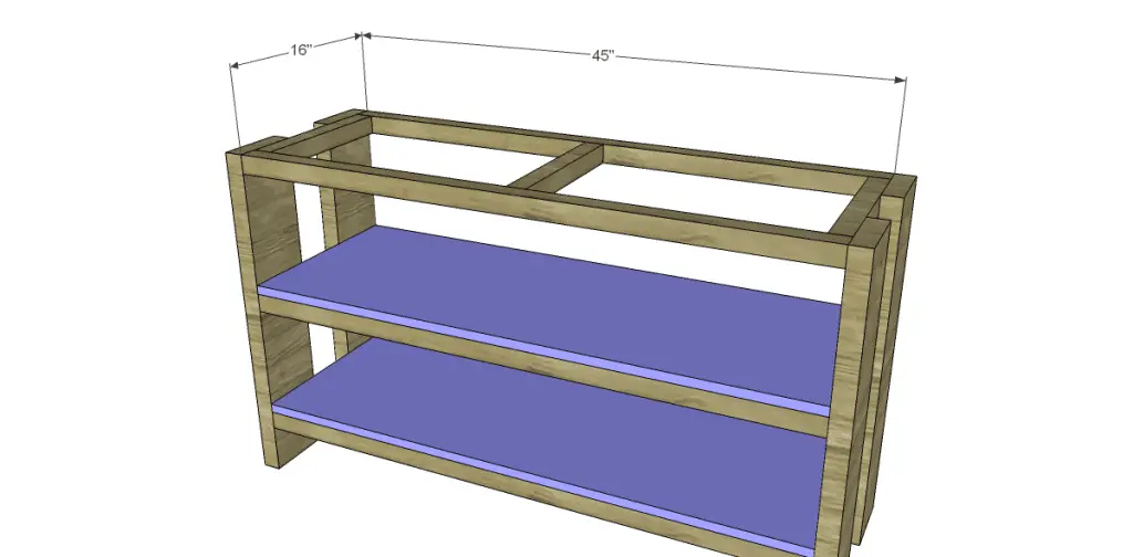 free plans to build a Hammary inspired Luberon console table_Shelves