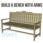 build a bench with arms featured image with title of furniture plan