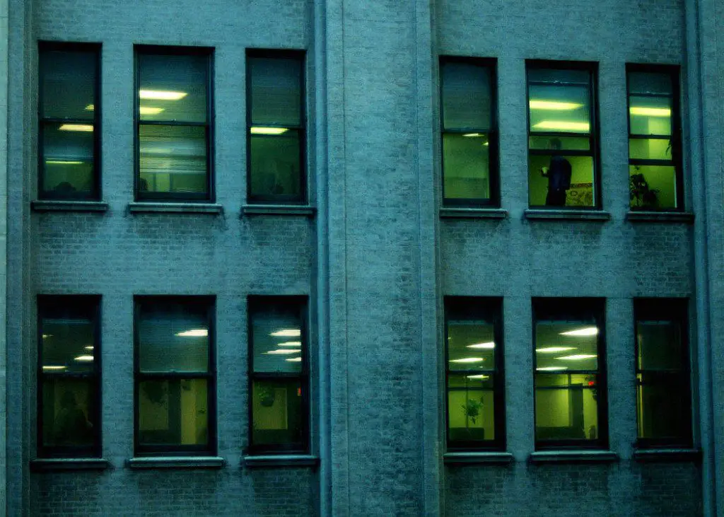 saving money with LED lights windows in an office building