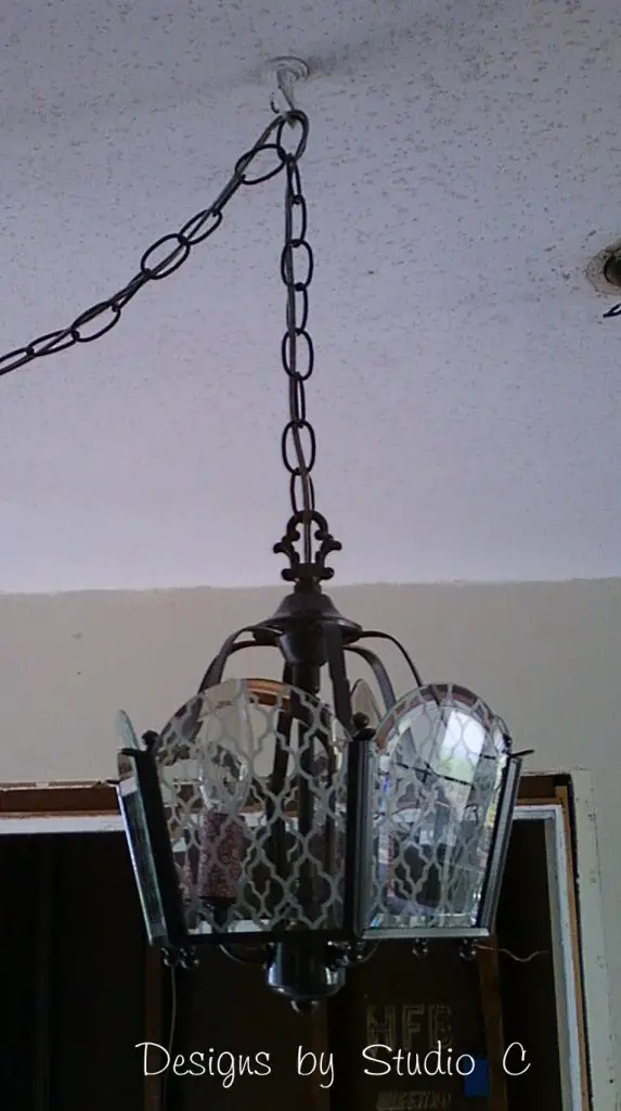 DIY Light Fixture Makeover hanging from ceiling