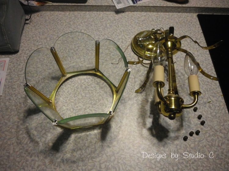 DIY Light Fixture Makeover take fixture apart