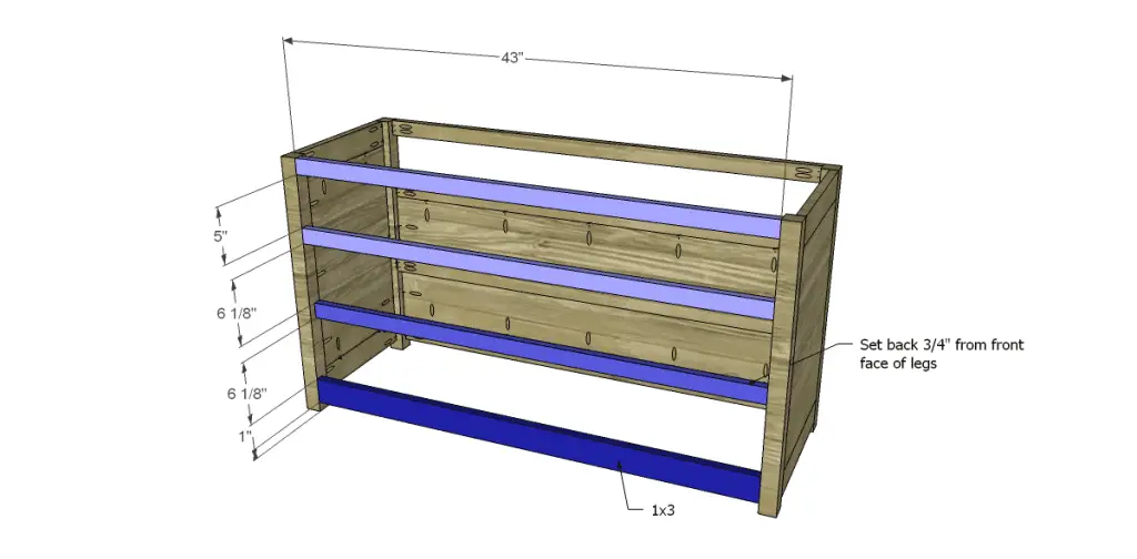 free plans to build a pier one inspired glenfield media stand_Front Stretchers