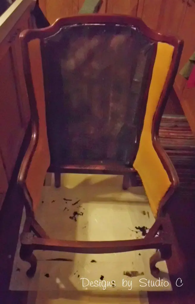 My Fantastic Chair Makeover removing fabric