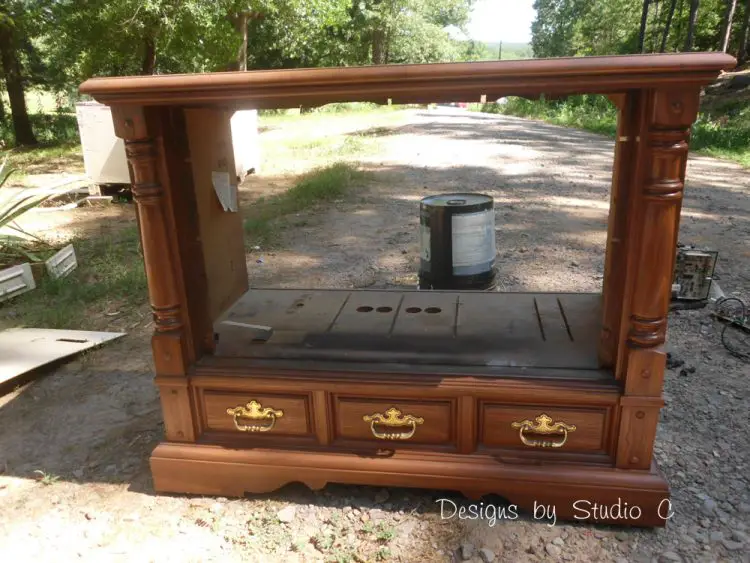 how to revamp an old console tv cabinet outer shell