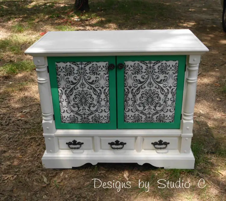 How to Revamp an Old Console TV Cabinet completed view