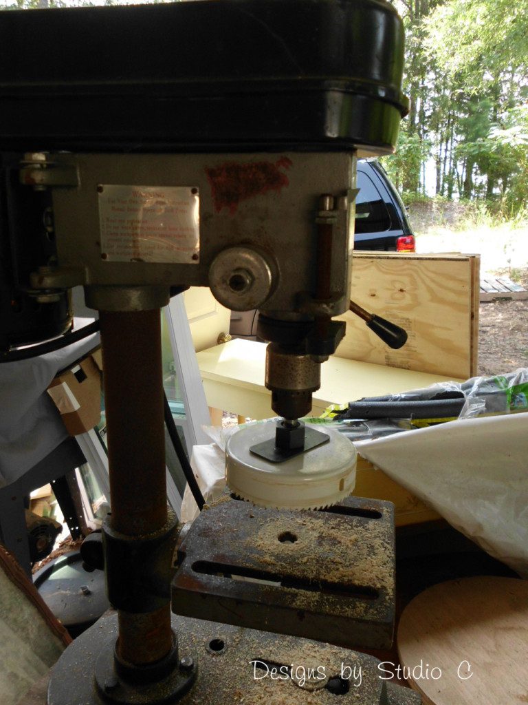 how to use a hole saw in a drill press inserted