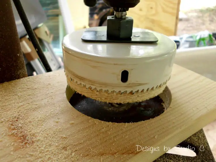 how to use a hole saw in a drill press finished