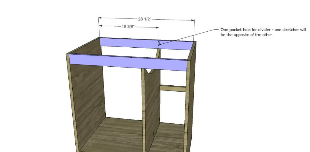 free DIY woodworking plans to build a custom bath vanity_Upper Stretchers