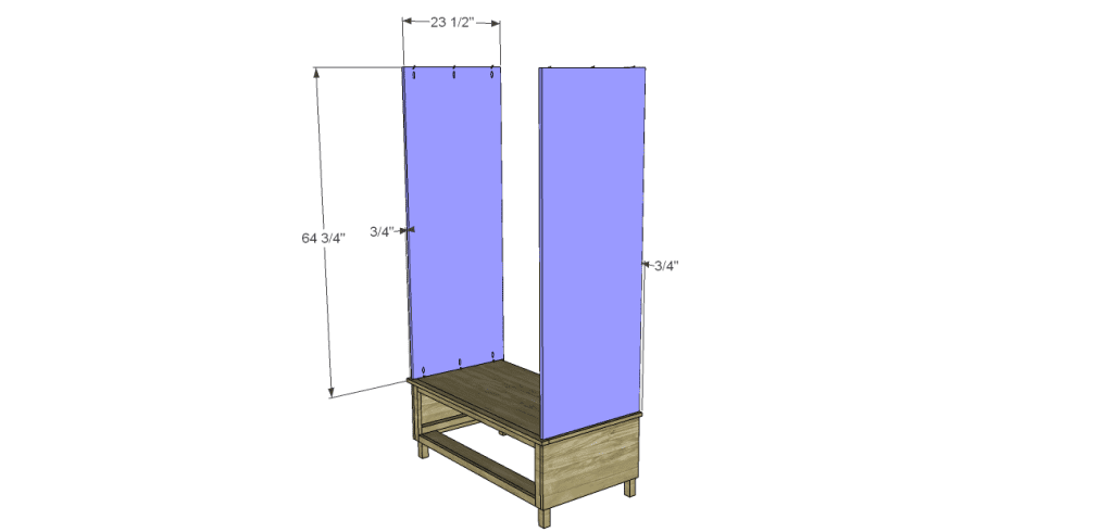 free DIY woodworking plans to build a large armoire_Upper Sides