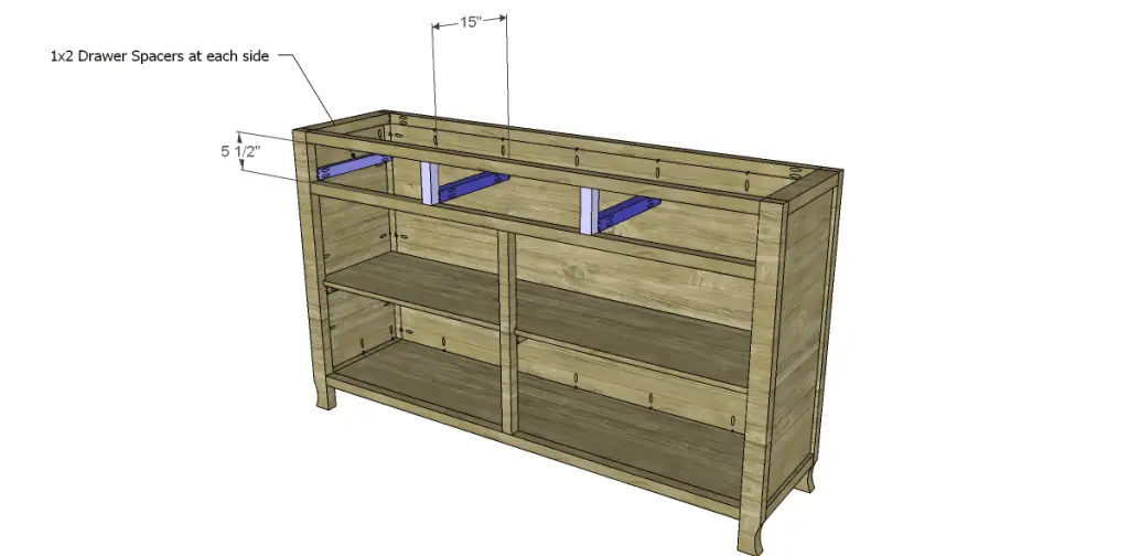 free DIY woodworking plans to build a glass door cabinet_Spacers & Dividers
