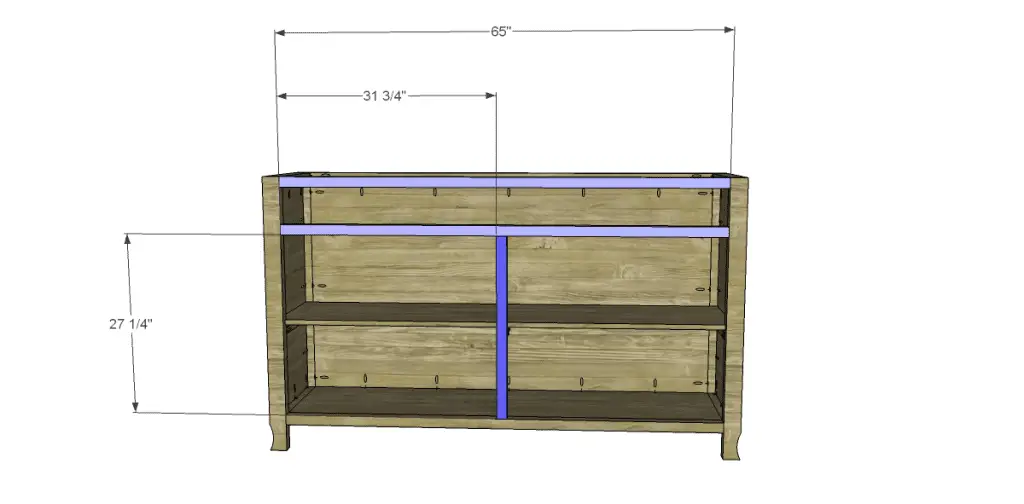 free DIY woodworking plans to build a glass door cabinet_Stretchers & Divider