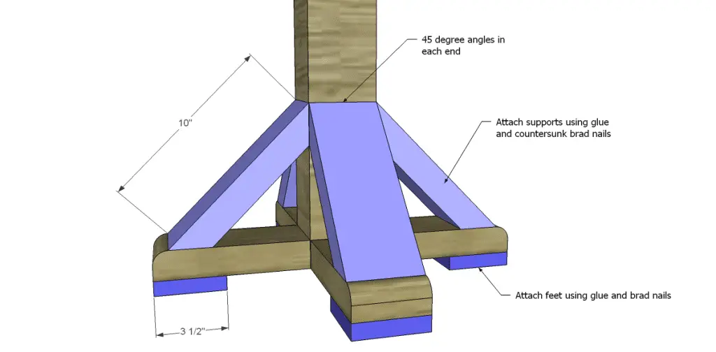 free DIY woodworking plans to build a coat rack post_Feet & Supports