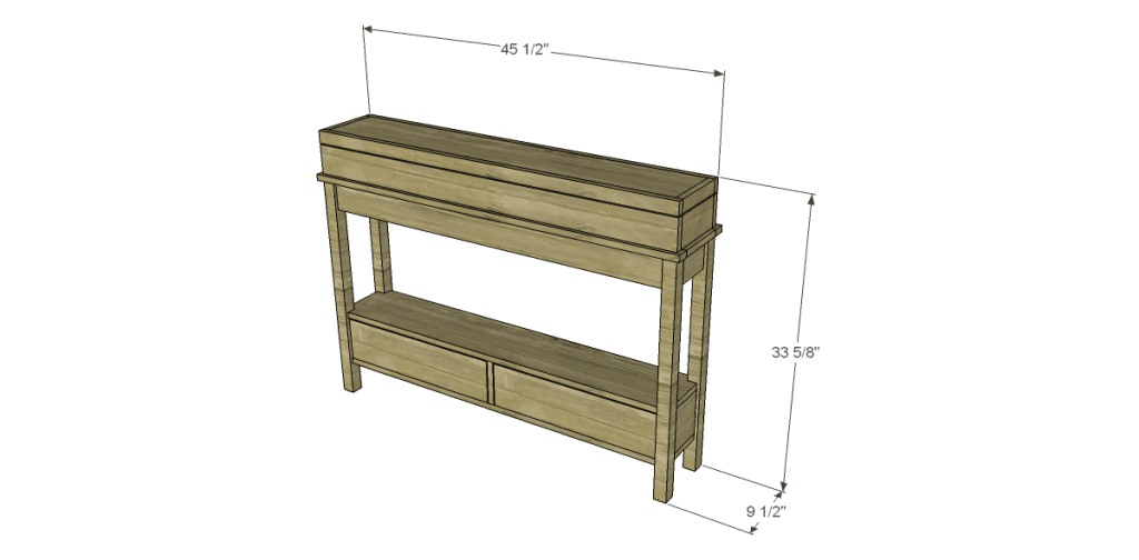 free DIY woodworking plans to build a flip top console