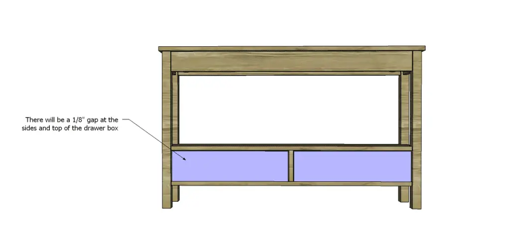 free DIY woodworking plans to build a flip top console_Drawer Front