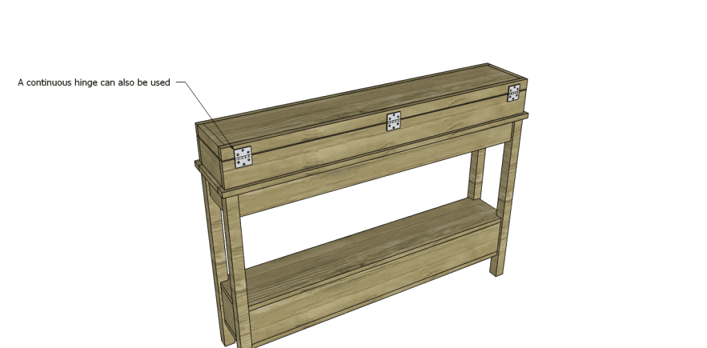 free DIY woodworking plans to build a flip top console_Hinges