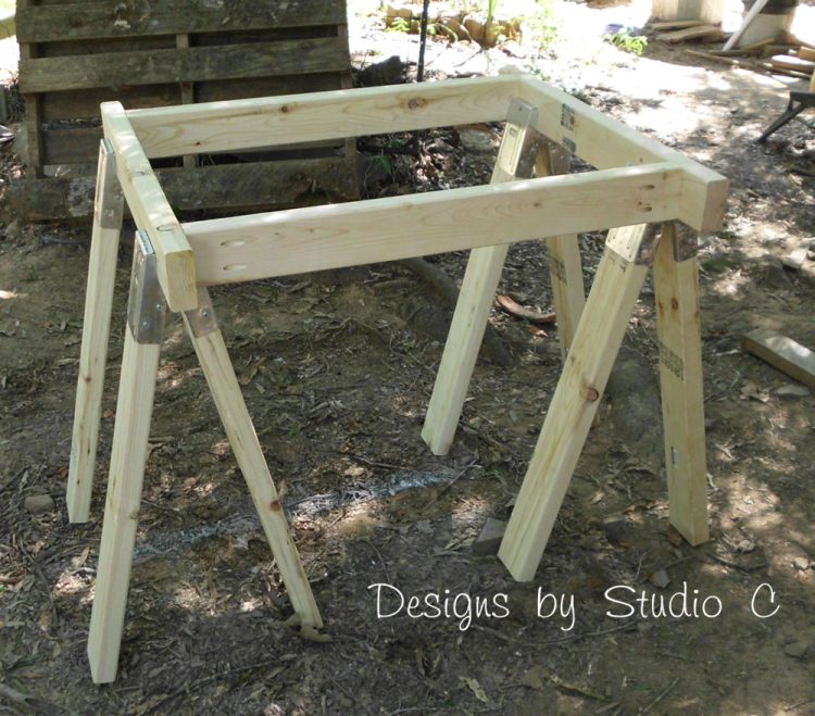 build sawhorse table brackets frame end