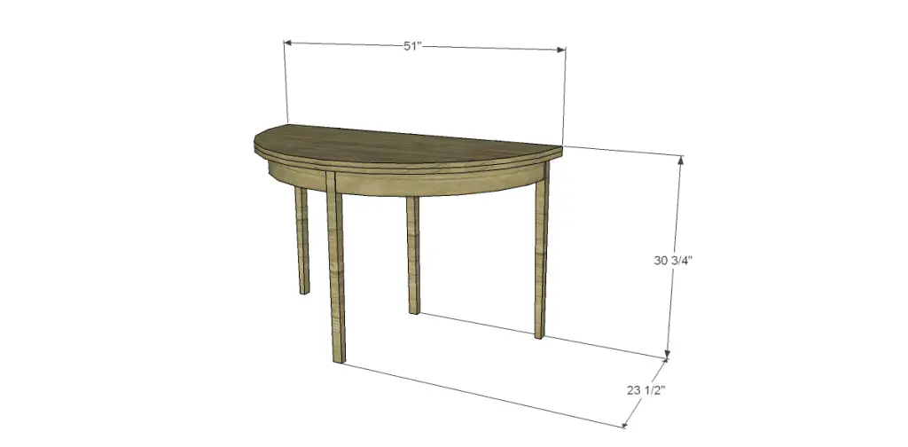 free DIY woodworking plans to build a demilune dining table