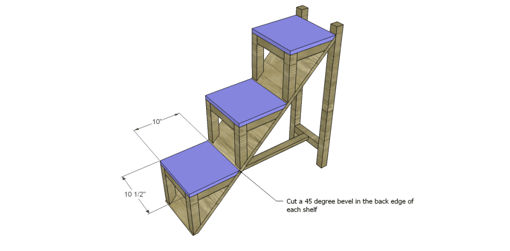 free DIY woodworking plans to build a ladder end table_Shelves