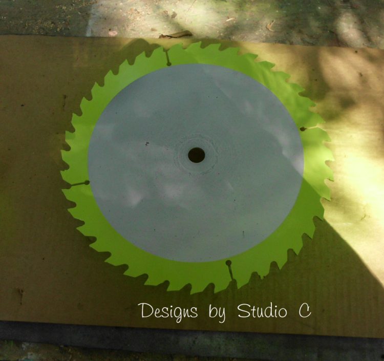 make saw blade clock stencil removed