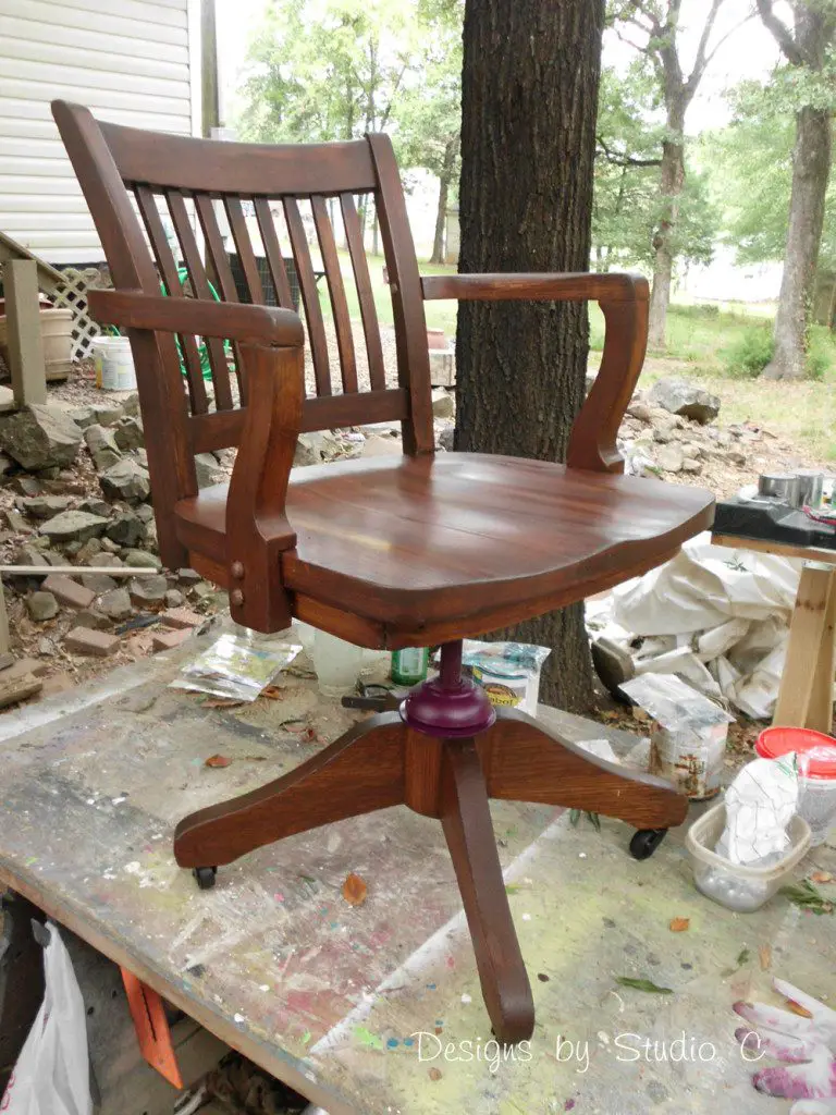 restore and refinish an oak desk chair stain applied