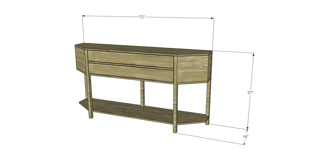 build angled console table dimensions