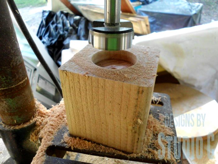 how to make wood dice candleholders_cut hole