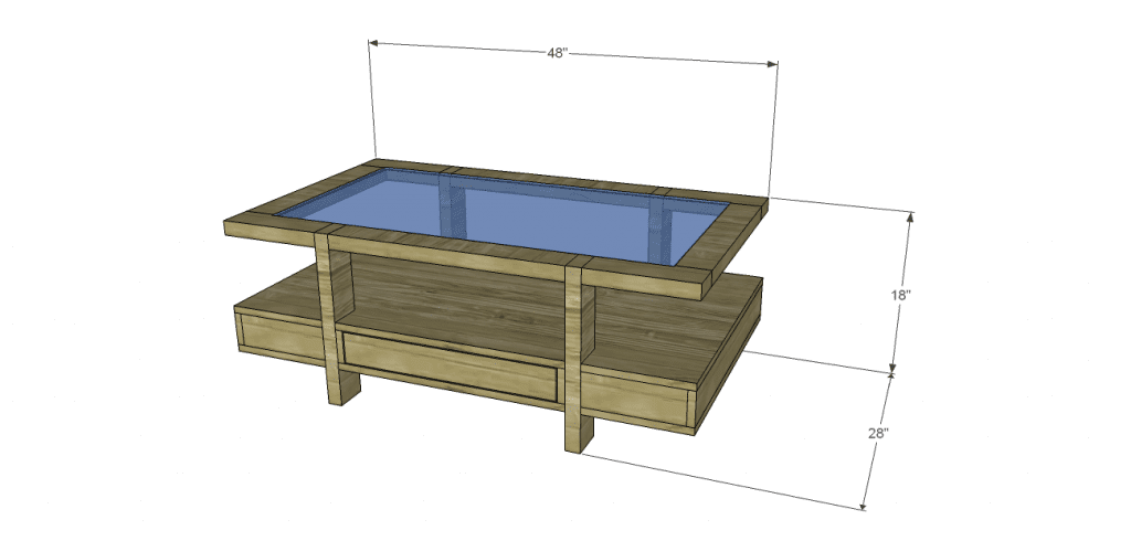 coffee table plans glass top drawers