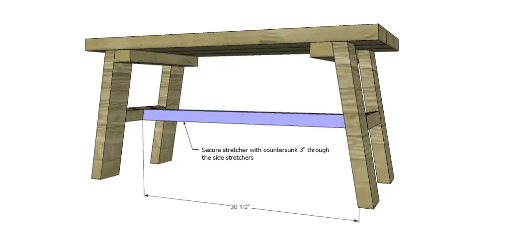 free furniture plans build rustic bench_Long Stretcher
