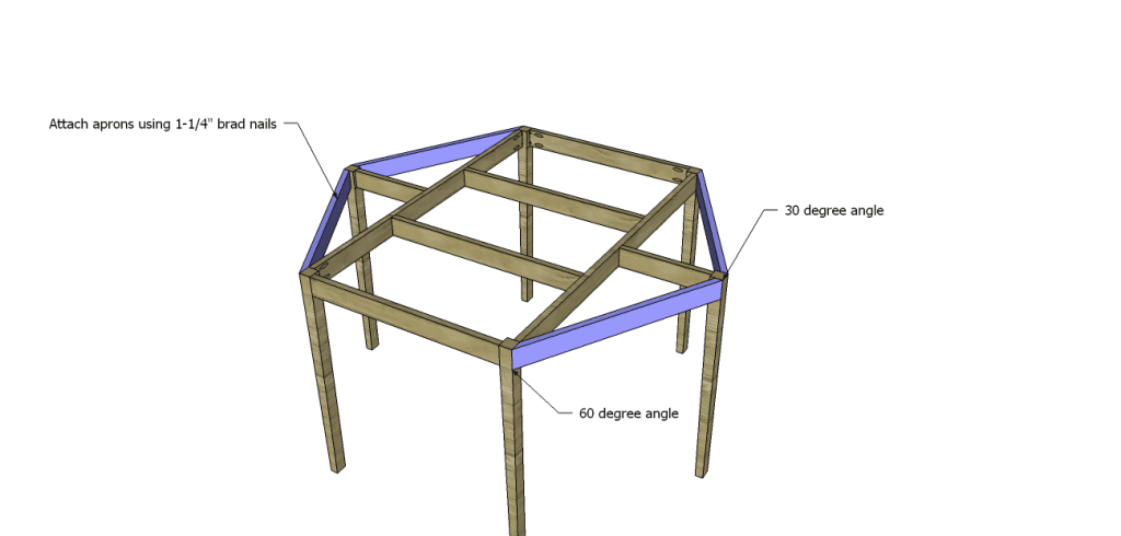 free furniture plans build hexagon dining table_Angled Aprons 2