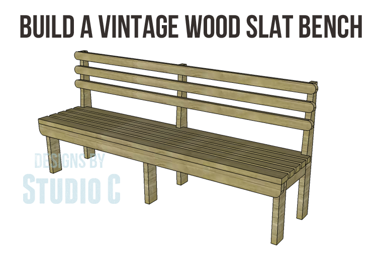 plans build Vintage Wood Slat bench-Copy